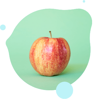 Healthy apple on green background