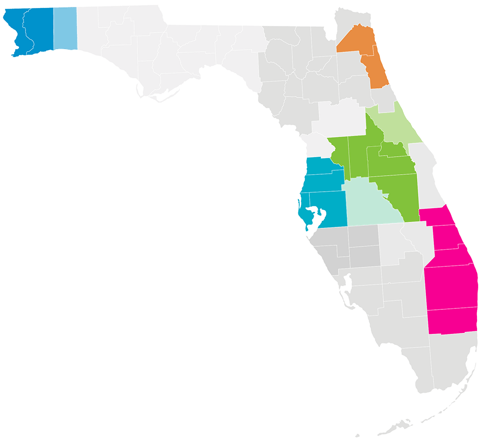 Map of Florida showing Truli regions